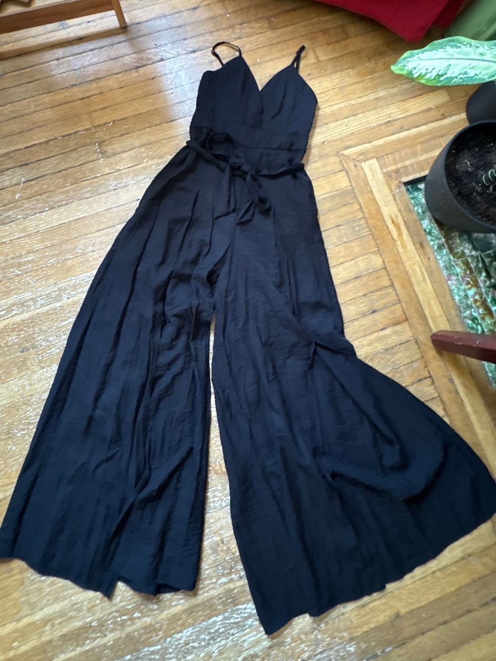 Black Wide-Leg Spaghetti Strap Jumpsuit